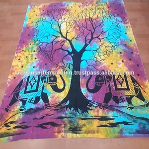 Multi colores mezcla motivos algodón impreso tamaño Queen sábana tapiz colgante de pared al por mayor de La India - Product Image 3