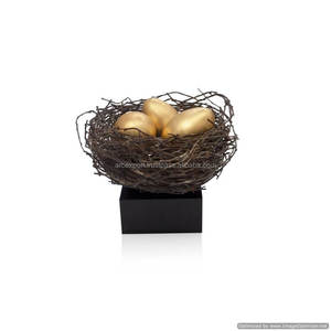 Escultura de lujo de nido y huevos de metal La mejor calidad Última escultura de lujo antigua moderna al por mayor al precio más bajo - Product Image 1