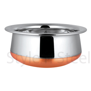 Acier inoxydable cuivre acier inoxydable service Handi indien traditionnel acier cuivre service Biryani Handi - Product Image 5