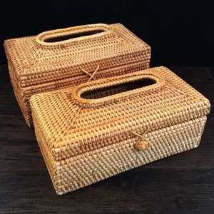 Soporte para servilletas de ratán, caja de pañuelos de mimbre, bonito y barato - Product Image 1
