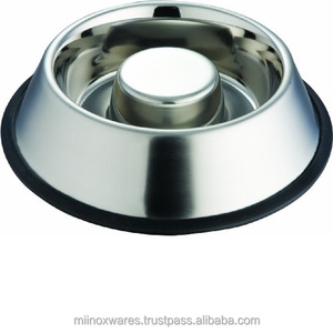 Bol d'alimentation en acier inoxydable de haute qualité pour animaux de compagnie, adapté aux chiens, toucher brillant, antidérapant, service QEM offert avec personnalisé - Product Image 2