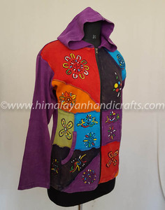 MULTICOLOR PATCH WORK FASHIONABLE PRINT BOHEMIAN LADIES HOODIE CSWJ 441 - Product Image 2
