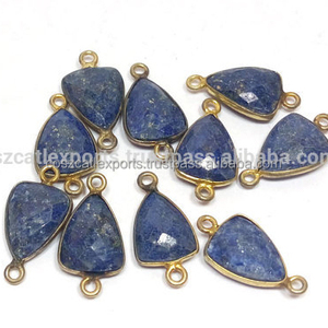 Lunette Lapis Lazuli avec connecteur à facettes, accessoires de bijouterie de bonne qualité, fabrication de lunettes en pierres précieuses - Product Image 2