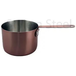 Mini Sauce Pan Outside Copper Color Stainless Steel Hot Sale Restaurant Mini Small Copper Pan Stainless Steel Sauce Pots