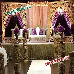 Paneles de fibra dorada para escenario de boda, Arco Real, diferentes estilos, decoración para escenario de boda - Product Image 1