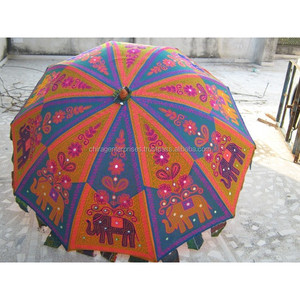 Parapluie de mariage indien fait main, double pliage, design classique, en coton, couleur personnalisée, commande manuelle, usage promotionnel pour - Product Image 3