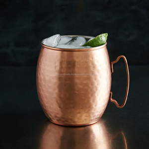 450 ML Hammered <b>Barrel</b> Copper Moscow Mule Mugs With Brass Handle With Customized Packaging Set of 2 Mugs - Product Image 4