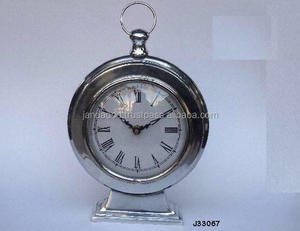 Mesa redonda de alta calidad con perilla en la parte superior en acabado de níquel en bruto Reloj de mesa de Estilo Vintage Reloj de mesa redonda en precio al por mayor - Product Image 3