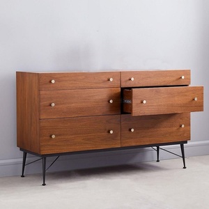 Loft en fer forgé de style industriel rétro américain Armoire de rangement latérale en bois massif avec tiroir Rangement Entrée Placard - Product Image 5