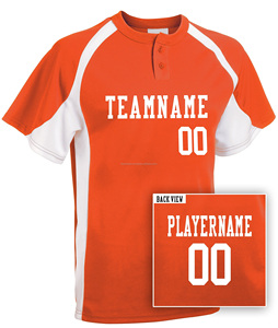 Maillot de Baseball personnalisé à deux boutons pour adultes, produit de haute qualité, personnalisable avec vos noms et numéros - Product Image 1