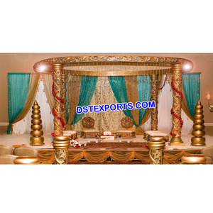 Fascinate Golden Look Mandap Decors Golden Wedding Mandap Fabricante Última tendencia Indian Wedding Mandap Venta Australia - Product Image 1