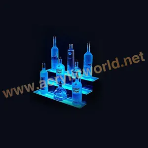 Led acrilico bottiglia di vino display piedistallo, acrilico illuminato bottiglia di vino display pop cremagliera