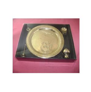 Latón decorativo Puja Thali en relieve diseño latón Pooja placa tradicional para Pooja Arti hindú religioso en Diwali regalo - Product Image 5
