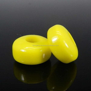 Roundel-Cuentas de GEMA de Calcedonia amarilla, lisas, agujero grande, 14x8x5mm, IG5362 - Product Image 1
