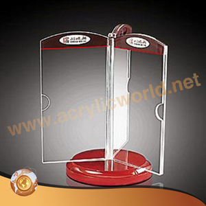 Estante de menú de tarjeta de mesa de acrílico transparente giratorio de 3 lados - Product Image 5