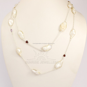 Collares de Plata de Ley al por Mayor 2017, Collares Religiosos para Boda y Compromiso, Engaste de Bisel, Piedras Multicolores, Longitud Personalizable, Regalo - Product Image 4