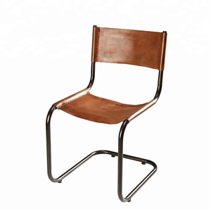 Industrial Silla de comedor de cuero Silla de comedor Industrial, muebles - Product Image 1