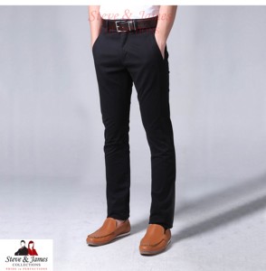 2020 New Design High Quality Steve & James <b>Wool</b> Worsted Smart Casual Men's Trousers with Zipper Fly OEM Service - Product Image 1