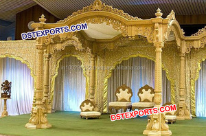 Mandap de Madera Rajasthani para Bodas, Mandap de Madera para Bodas Indias, Fabricación de Mandaps para Bodas de Bollywood, Decoración para Eventos en Carolina del Sur, EE. UU. - Product Image 3