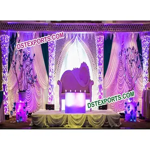 Latest Indian Wedding Flower <b>Pillar</b> Stage New Wedding Carved Stage With Led <b>Lights</b> Gujrati Wedding Stage Events - Product Image 1