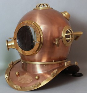 Casco de buceo de latón náutico y buceadores de cobre, regalo con espejo - Product Image 2