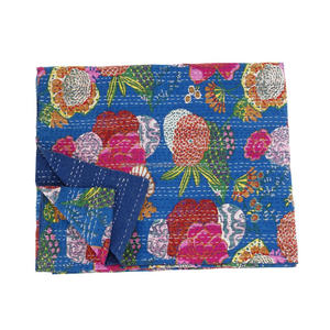 Tropical Print Cotton <b>Quilt</b> Handmade Kantha Throw Indian Floral <b>Bedspread</b> Blanket Best Quality Collection Wholesale Prices - Product Image 6