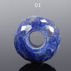 Corindón de zafiro con agujero grande, 14x8x4,5mm, cuentas de piedras preciosas sueltas facetadas redondas, IG5430 - Product Image 1