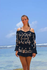 Vestido corto informal con volantes y borlas para mujer, minivestido con borlas y cuello con volantes - Product Image 3