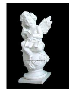 Ange Garçon Assis sur une Boule Statue en Pierre Durable Marbre Granit Sculpté Poli Sculpture pour la Décoration de la Maison Cadeau Modèle DSF-EB017 - Product Image 1