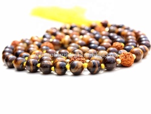 Chapelet de prière en œil de tigre bohème spirituel de haute qualité 2023, 6 mm, 108 perles, pompon noué, collier Mala, tiers - Product Image 5