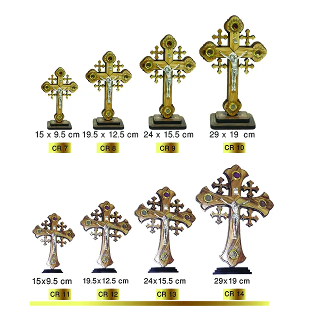 Bethlehem Olijfhout Kruis Met Heilige Land Elementen/Decoratie Staande Crosses-OWT0144 Zei