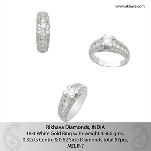 Anillo Elegante para Mujer con Diamante Blanco Corte Brillante Redondo en Oro Blanco con Engaste de Bisel, un Adorno Lujoso para Cualquier Colección de Joyas - Product Image 6