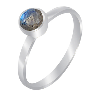 Piedra preciosa de labradorita a la moda, joyería única de Plata de Ley 925, anillo clásico de moda Chapado en plata para compromiso de boda. - Product Image 1