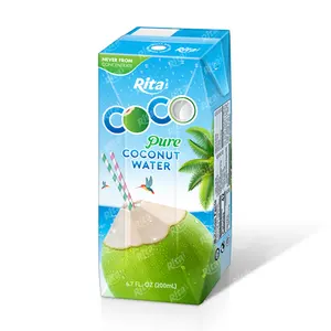RITA Factory alta qualità 100% 0.2L acqua di cocco fresca pronta da bere migliore qualità varietà progettata imballaggio delizioso