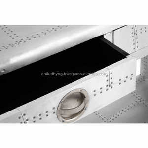 Mesa de consola con 2 cajones, estilo aviador, de aluminio - Product Image 4