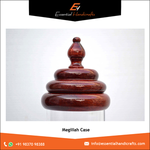 Large gamme de meilleure qualité en bois Megillah Esther Scroll Case Nouvelle arrivée en verre polonais étui avec couvercle et base en bois - Product Image 3