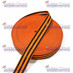 Ruban de Médaille Maçonnique Orange et Noir Double Face Grosgrain Haute Ténacité Imprimé en Feuille d'Argent - Product Image 2