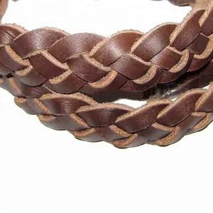 Haute qualité 20mm 4 plis plat tressé huile pull-up cuir cordon qualité cuir résultats bijoux artisanat ceintures autres accessoires - Product Image 1