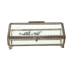 Caja de vidrio con marco de latón decorativo caja de vidrio hecha de latón y vidrio para decoración de almacenamiento de joyas - Product Image 1