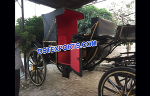 Melbourne Royal Black Horse Drawn Carriage Transport en bois artisanal pour les visites de mariage en anglais - Product Image 5