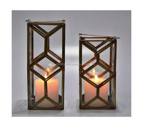 โคมไฟเหล็กและกระจกใสสำหรับตกแต่งคริสต์มาสทำด้วยมือสำหรับตกแต่งบ้าน - Product Image 1