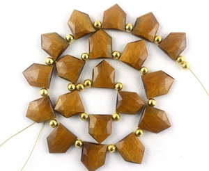 Perles de pierres précieuses oeil de tigre, en forme de pentagone, 30mm - Product Image 1