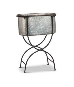 Maceta de cubo ovalada de Metal galvanizado, soporte de hierro negro para macetas decorativas de interior, forma redonda hecha a mano - Product Image 1