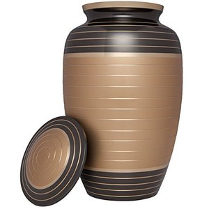Magnifiques urnes funéraires européennes dorées et noires pour adultes, en laiton/aluminium, capacité de 200 pouces cubes, durables et écologiques - Product Image 1