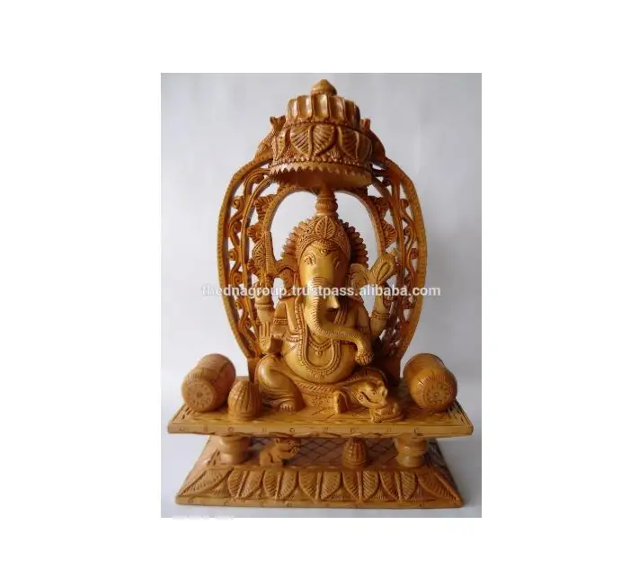 슈퍼 파인 손으로 조각 된 인도 나무 코끼리 동상-ganesh의 조각, 힌두교 신-축제를위한 완벽한 선물