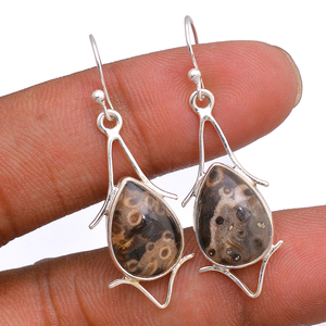 Pear Shape Brown Obsidian Gemstone 925 <b>Sterling</b> <b>Silver</b> Dangle Earrings jewelry Fashionable Earring For Wedding Gift For Women. - Product Image 2