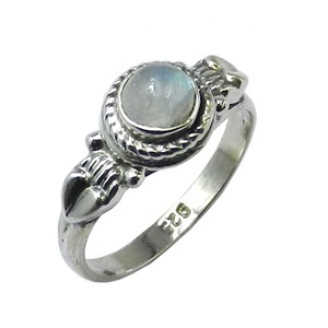 แหวนเงินแท้พร้อมพลอยพลอยสีรุ้งธรรมชาติสำหรับงานแต่งงานเหมาะสำหรับทุกเพศของขวัญสำหรับงานเลี้ยงแต่งงาน - Product Image 1