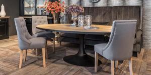 Table à manger antique industrielle Oxford forme ovale bois récupéré fer teck usine directe meubles de maison avec fonction pliée - Product Image 2