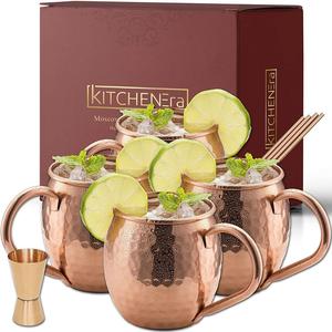 Tazas de cobre Moscow Mule-Juego de 4-100% tazas de cobre sólido puro hechas a mano - Product Image 1