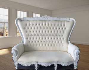 บาร็อคโรโคโคโคขาวคิงบัลลังก์หรูหราหลังสูงโซฟาพักผ่อนสไตล์ยุโรปไม้แข็งโฟมหนังคุณภาพสูงสำหรับการใช้ชีวิต - Product Image 2